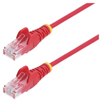 StarTech.com 2.5m Red Slim CAT6 Ethernet Cable, Snagless, 100W PoE, UTP, LSZH, 28AWG Pure Bare Copper Wire, Slim RJ45