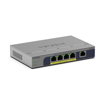 NETGEAR GS105P Unmanaged Gigabit Ethernet (10/100/1000) Power over Ethernet (PoE) Desktop-/Wandmontage Grau
