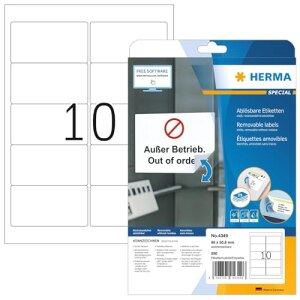 HERMA Adressetiketten A4 weiß 96x50,8 mm  Papier...