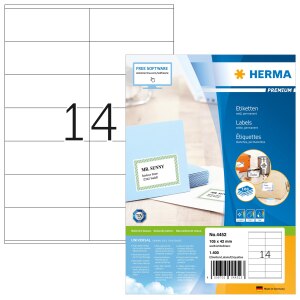 HERMA Etiketten Premium A4 weiß 105x42  mm Papier...