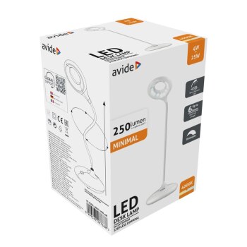 Avide LED Schreibtischlampe Minimal Weiß 4W 250lm