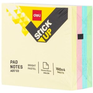 DELI Haftnotizen 7,6x7,6 cm Stick up, EA01703 400 St. farbig