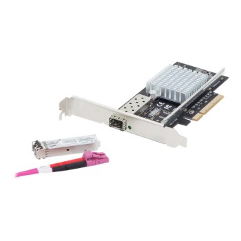 DIGITUS Single Port 10 Gigabit Ethernet Netzwerkkarte, SFP, PCI Express, Intel Chipsatz