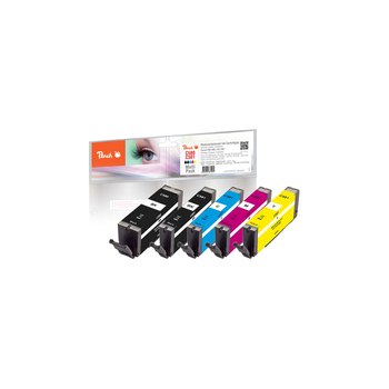 Peach PI100-356 - Compatibile - Nero - Ciano - Magenta - Giallo - Canon - Multi pack - Pixma TR 7500 Series Pixma TR 7520 Pixma TR 7550 Pixma TR 8500 Series Pixma TR 8520 Pixma TR 8550... - 5 pezzo(i)