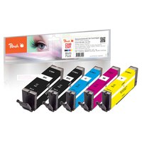 Peach PI100-356 - Compatibile - Nero - Ciano - Magenta - Giallo - Canon - Multi pack - Pixma TR 7500 Series Pixma TR 7520 Pixma TR 7550 Pixma TR 8500 Series Pixma TR 8520 Pixma TR 8550... - 5 pezzo(i)