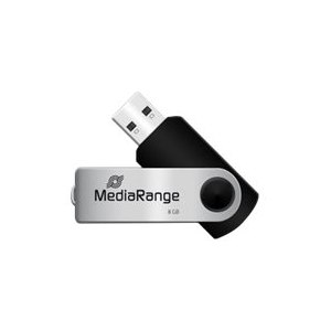 MEDIARANGE MR908 - 8 GB - USB Type-A / Micro-USB - 2.0 - 13 MB/s - Girevole - Nero - Argento