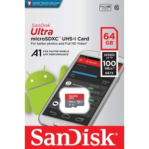 SanDisk Ultra 64GB MicroSDXC memory card SD adapter with...
