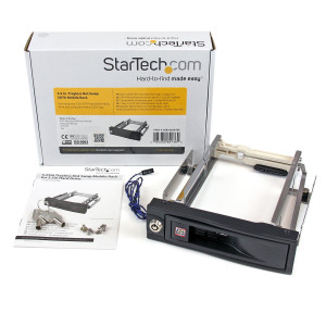 StarTech.com Rack portatile trayless funzione hot-swap da 5,25" per dischi rigidi da 3,5" - 13,3 cm (5.25") - Pannello incassato - 3.5" - SATA - Seriale ATA II - Serial ATA III - Attività - Potenza - Nero