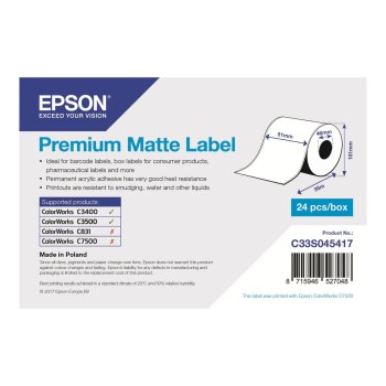 Rotolo continuo di etichette Epson Premium Matte, 51 mm x 35 m