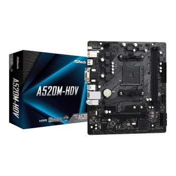 ASRock A520M-HDV - AMD - Socket AM4 - AMD Ryzen 3 3rd Gen - 3rd Generation AMD Ryzen 5 - 3rd Generation AMD Ryzen 7 - 3rd Generation AMD... - DDR4-SDRAM - 64 GB - DIMM