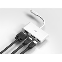 D-Link DUB-V310 - Adapter - 24 pin USB-C male to HD-15 (VGA), HDMI, DisplayPort female