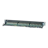 Intellinet Patch Panel, Cat6, FTP, 24-Port, 1U, Shielded, 90° Top-Entry Punch-Down Blocks, Black