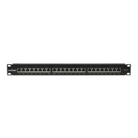 Intellinet Patch Panel, Cat6, FTP, 24-Port, 1U, Shielded, 90° Top-Entry Punch-Down Blocks, Black