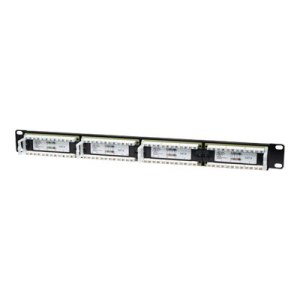 Intellinet 24-Port Cat6 Patchpanel, UTP, 1 HE - Patch Panel - CAT 6 - UTP - RJ-45 X 24 - Schwarz - 1U - 48.3 cm (19")