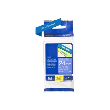 Brother Nastro per etichettatura 24mm - Bianco su blu - TZe - Trasferimento termico - Brother - PT-2430PC - PT-2700 - PT-2730 - PT-9600 - PT-9700PC - PT-9800PCN - 2,4 cm