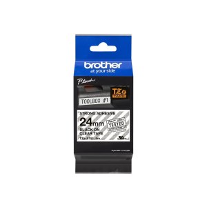 Brother TZe-S151 - Extra starker Klebstoff - schwarz auf durchsichtig - Rolle (2,4 cm x 8 m)