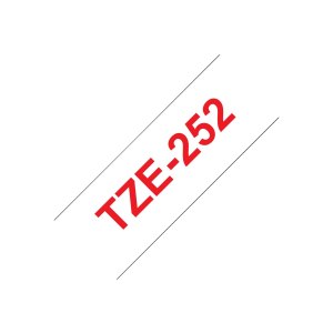 Brother TZe-252 - Standard-Klebstoff - Rot auf Weiß - Rolle (2,4 cm x 8 m)