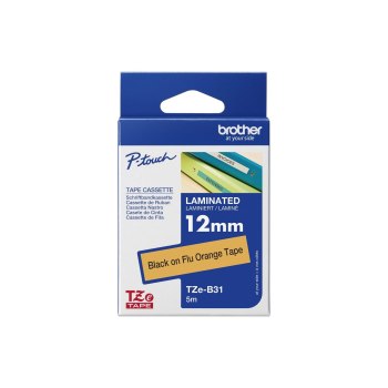 Brother Nastro per etichettatura 12mm - Nero su arancione fluorescente - TZe - Grigio - Trasferimento termico - Brother - PT-1280HK - PT-1280SN - PT-1280KT - PT-D200HK - PT-1100SN - PT-1100KT - PT-2100VP - PT-2730 - PT-7600,...