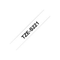 Brother TZe-S221 - Extrem stark haftend - Schwarz auf Weiß - Rolle (0,9 cm x 8 m)