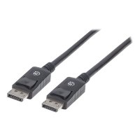 Manhattan DisplayPort 1.2 Cable, 4K@60hz, 2m, Male to Male, Equivalent to Startech DISPL2M, With Latches, Fully Shielded, Black, Lifetime Warranty, Polybag