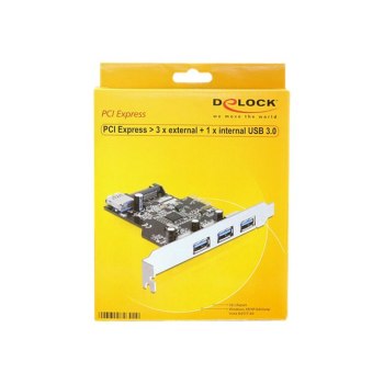 DeLock PCI Express Card > 3 x external + 1 x internal USB 3.0 - USB-Adapter - PCIe 2.0 - USB, USB 2.0, USB 3.0 - 4 Anschlüsse