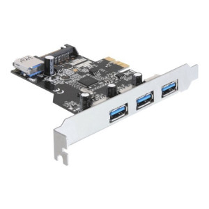 DeLock PCI Express Card > 3 x external + 1 x internal USB 3.0 - USB-Adapter - PCIe 2.0 - USB, USB 2.0, USB 3.0 - 4 Anschlüsse