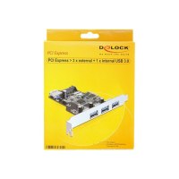 DeLock PCI Express Card > 3 x external + 1 x internal USB 3.0 - USB-Adapter - PCIe 2.0 - USB, USB 2.0, USB 3.0 - 4 Anschlüsse