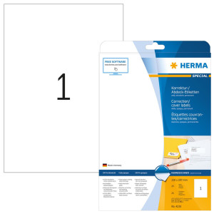 HERMA Special - Weiß - A4 (210 x 297 mm) 25 Etikett(en) permanent selbstklebende, matte, lichtundurchlässige Korrektur-/Abdecketiketten aus Papier