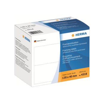 HERMA Franking labels - Papier - selbstklebend - weiß - 130 x 40 mm 1000 Etikett(en) (500 Bogen x 2) Etiketten