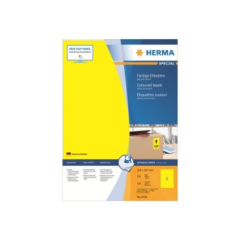 HERMA Special - Papier - matt - permanent selbstklebend - Gelb - A4 (210 x 297 mm) 100 Etikett(en) (100 Bogen x 1) Etiketten