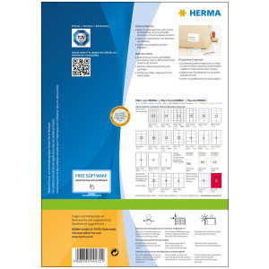 HERMA Premium - Papier - matt - permanent selbstklebend - weiß - 139.7 x 78.7 mm 400 Etikett(en) (100 Bogen x 4) laminierte Adressetiketten