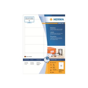 HERMA Special - Papier - matt - permanent selbstklebend - beschichtet - weiß - 97 x 42.3 mm - 90 g/m² - 1200 Etikett(en) (100 Bogen x 12)