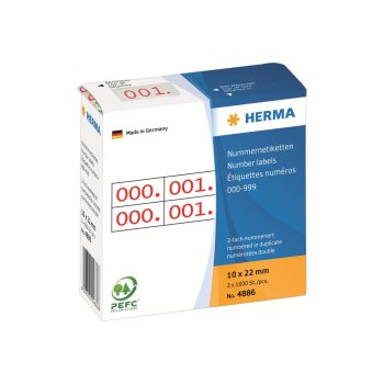 HERMA - Rot - 10 x 22 mm 2000 Etikett(en) (1000 Bogen x 2) selbstklebende Nummernetiketten