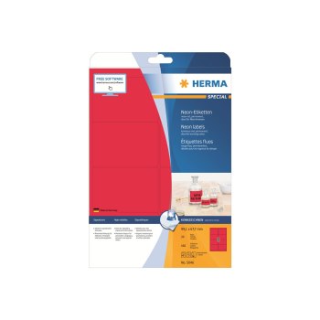 HERMA Special - Papier - matt - permanent selbstklebend - Luminous Red - 99.1 x 67.7 mm 160 Etikett(en) (20 Bogen x 8) fluoreszierende Etiketten