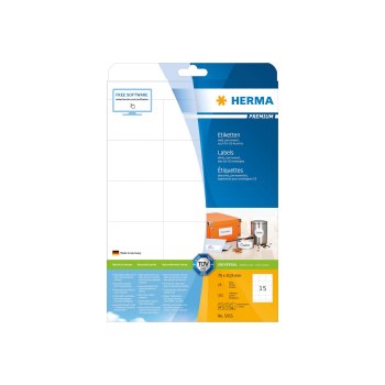 HERMA Premium - Papier - matt - permanent selbstklebend - weiß - 70 x 50.8 mm 375 Etikett(en) (25 Bogen x 15) laminierte Etiketten