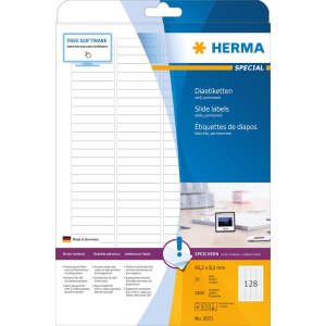 HERMA Special - Papier - matt - permanent selbstklebend - weiß - 43.2 x 8.5 mm 3200 Etikett(en) (25 Bogen x 128) Dia-Etiketten