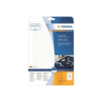 HERMA Special - White - 49 x 10 mm 1500 label(s) (25 sheet(s) x 60) permanent self-adhesive matte opaque jewelry paper labels