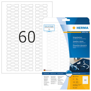 HERMA Special - White - 49 x 10 mm 1500 label(s) (25 sheet(s) x 60) permanent self-adhesive matte opaque jewelry paper labels