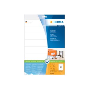 HERMA Premium - Papier - matt - permanent selbstklebend - weiß - 70 x 36 mm 240 Etikett(en) (10 Bogen x 24) laminierte Etiketten