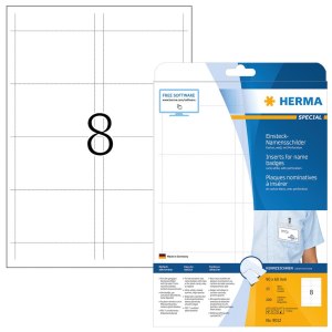 HERMA Special - Nicht klebend - perforiert - weiß - 90 x 60 mm 200 Karte(n) (25 Bogen x 8) Namensetiketten