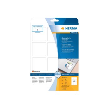 HERMA Special - Papier - matt - selbstklebend, entfernbarer Klebstoff - weiß - 60 x 60 mm 300 Etikett(en) (25 Bogen x 12) Etiketten