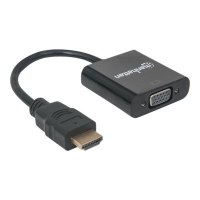 Manhattan HDMI to VGA Converter cable, 1080p, 30cm, Male to Female, Micro-USB Power Input Port for additional power if needed, Black, Three Year Warranty, Polybag - Videoadapter - HDMI männlich zu HD-15 (VGA)