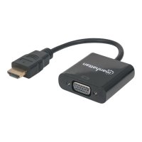 Manhattan HDMI to VGA Converter cable, 1080p, 30cm, Male to Female, Micro-USB Power Input Port for additional power if needed, Black, Three Year Warranty, Polybag - Videoadapter - HDMI männlich zu HD-15 (VGA)