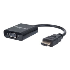 Manhattan HDMI auf VGA Konverter, HDMI-Stecker auf VGA-Buchse, optionaler USB Micro-B-Stromport, schwarz, Blister-Verpackung - Videoadapter - HD-15 (VGA)