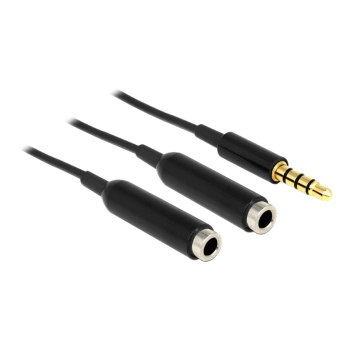 Delock Audio-Splitter - 4-poliger Mini-Stecker weiblich zu 4-poliger Mini-Stecker männlich