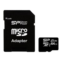 SILICON POWER Elite - Flash-Speicherkarte (microSDXC-an-SD-Adapter inbegriffen) - 64 GB - Class 10 - microSDXC UHS-I