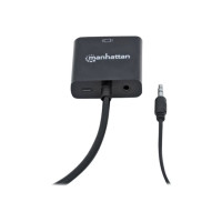Manhattan HDMI to VGA (with Audio) Converter cable, 1080p, 30cm, Male to Female, Micro-USB Power Input Port for additional power if needed, Black, Three Year Warranty, Blister