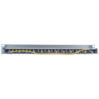 Intellinet Patch Panel, Cat6, FTP, 24-Port, 1U, Shielded, 90° Top-Entry Punch-Down Blocks, Grey