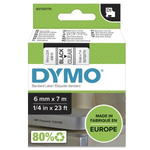 Dymo D1 - Glänzend - schwarz auf durchsichtig -...