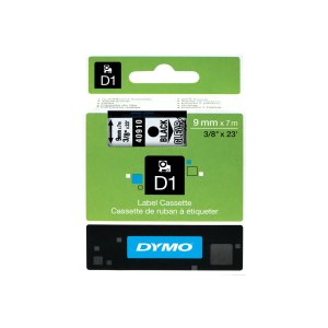 Dymo D1 Schriftband 9 mm x 7 m schwarz auf transparent...